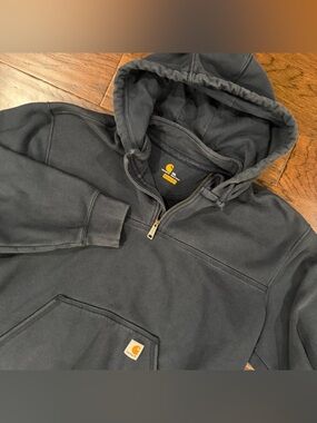CARHARTT Paxton Rain Defender Hoodie 1/4 Zip Men2XL Original Fit Blue Sweatshirt